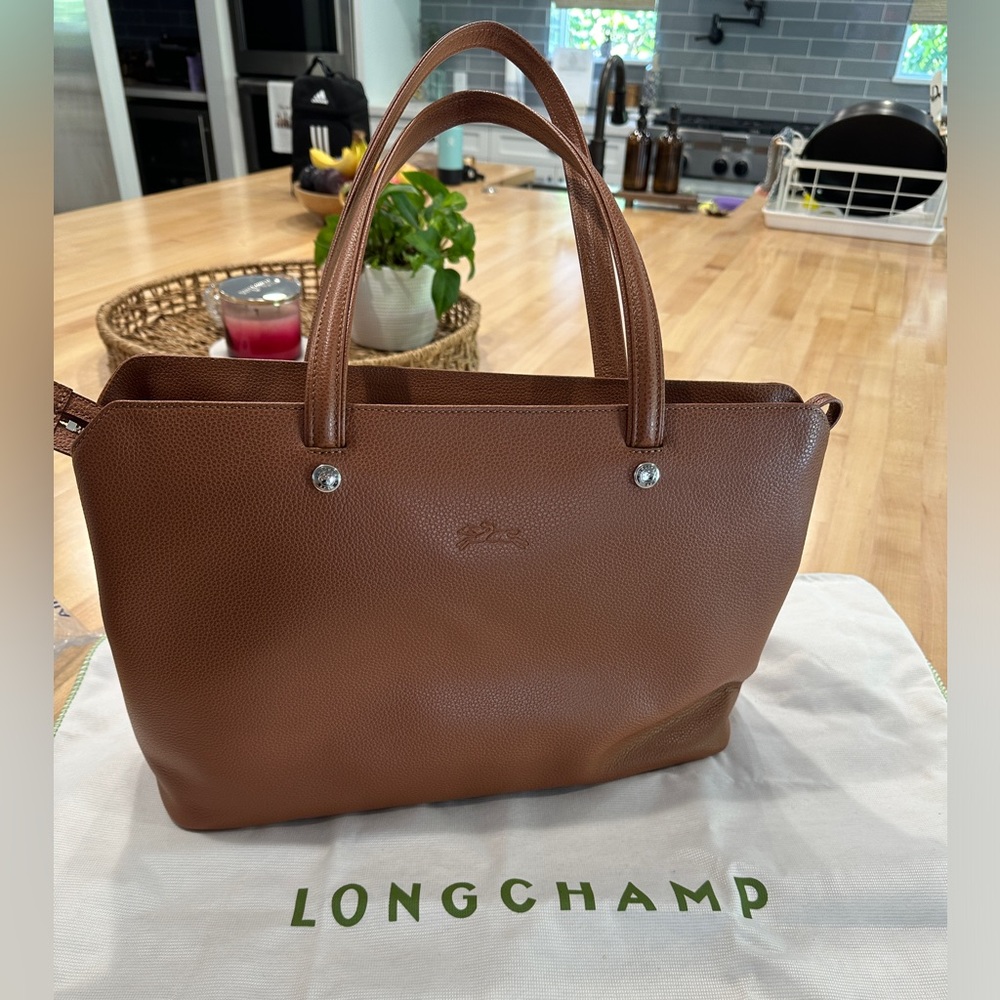 Longchamp Le Foulonne Large Leather Shoulder Tote